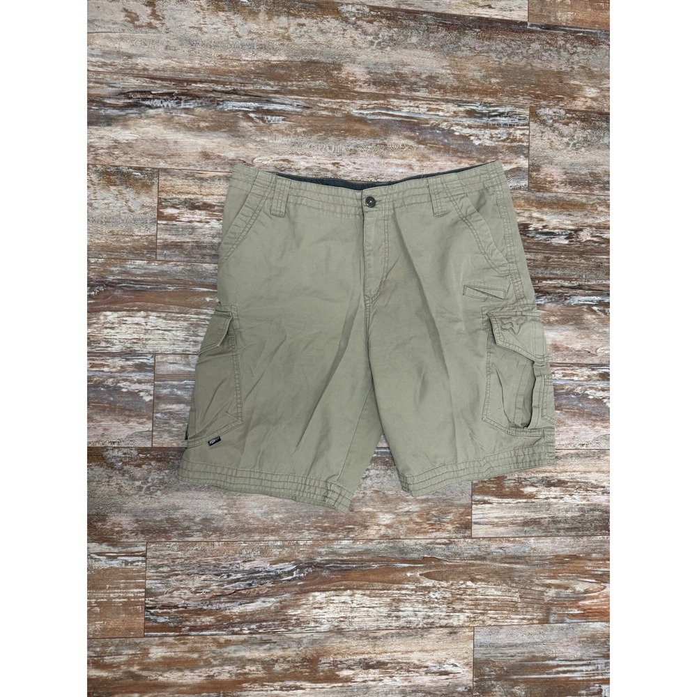 Mens Fox Racing Beige Cargo Shorts Size 38 Multi-Pocket 10" Inseam Y2K Motocross